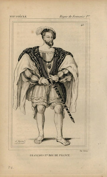 Gravure XVIe si&egrave;cle. Fran&ccedil;ois 1er, Roi de France