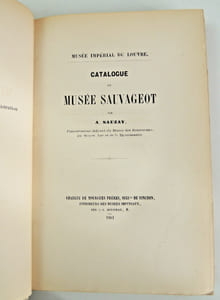 Musée Impérial du Louvre. Catalogue du musée Claude Sauvageot. 1861