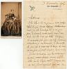 Belle lettre de l'&eacute;crivain journaliste Ars&egrave;ne Alexandre, novembre 1906 +photo. Ars&egrave;ne Alexandre