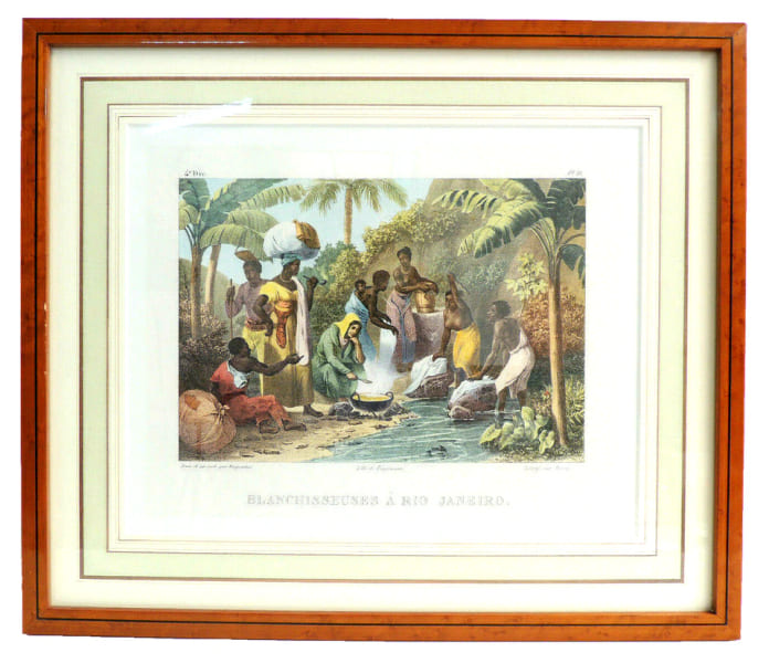 Br&eacute;sil. Lithographie couleur Rugendas. Blanchisseuses &agrave; Rio Janeiro. Johann Moritz Rugendas
