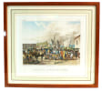 Br&eacute;sil. Lithographie couleur Rugendas. March&eacute; sur la Brahia dos Mineros. Johann Moritz Rugendas