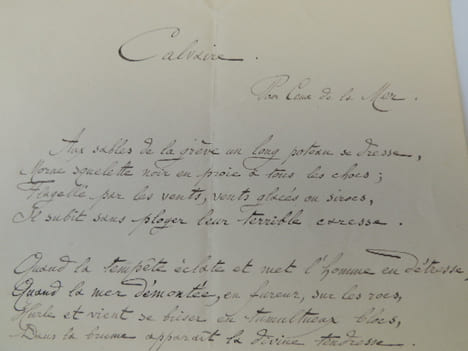 poème autographe " CALVAIRE", pour ceux de la mer, 1905. JULES DE MARTHOLD