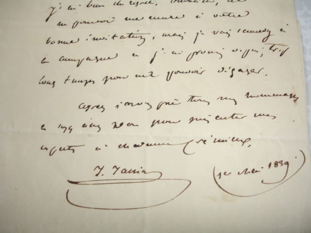 LETTRE AUTOGRAPHE de Jules Janin. Jules Janin