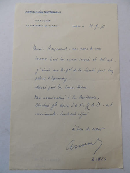 LAS Prefet Armand Ziwes / Cabinet du Pr&eacute;sident de l'Assembl&eacute;e Nationale 1956. Armand Ziwes