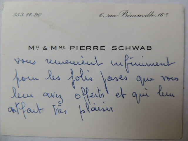 CARTE DE VISITE Pierre Schwab Producteur de films Francais ( 1901-1986). Pierre Schwab