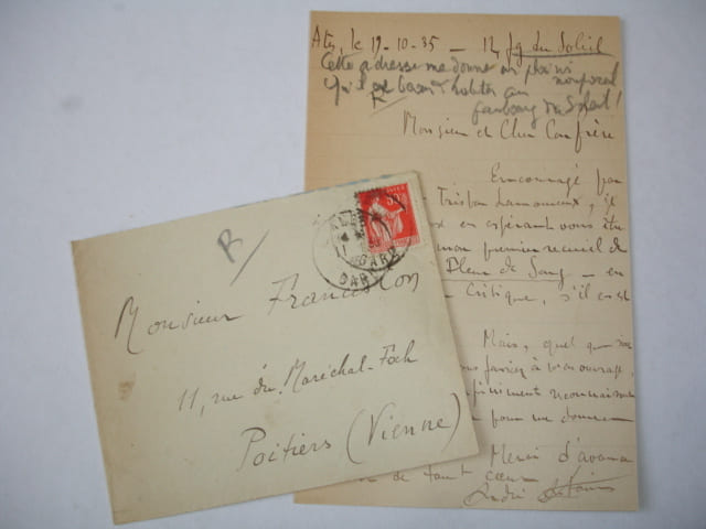 LETTRE AUTOGRAPHE de Andr&eacute; Antonin &agrave; Fran&ccedil;is Eon. Andr&eacute; Antonin