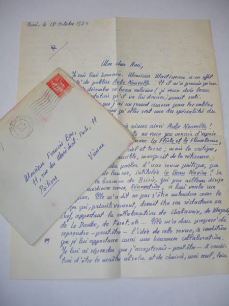 LAS Tristan Lamoureux pseudo Jacques Mareuse &agrave; Fran&ccedil;is Eon 8 octobre 1934. Tristan Lamoureux ( pseudo Jacques Mareuse )