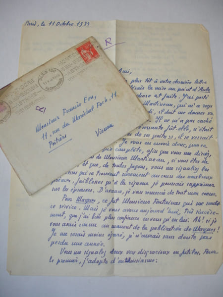 LAS Tristan Lamoureux pseudo Jacques Mareuse &agrave; Fran&ccedil;is Eon 11 octobre 1934.  Tristan Lamoureux pseudo Jacques Mareuse
