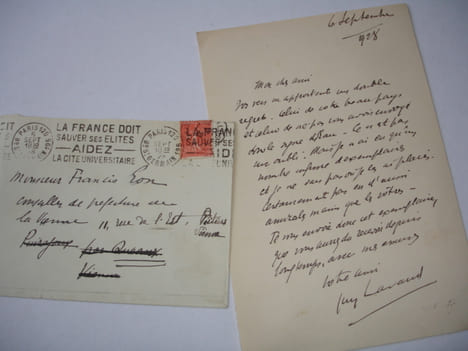 LETTRE AUTOGRAPHE de Guy Lavaud à Françis Eon. Guy Lavaud 