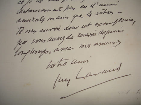 LETTRE AUTOGRAPHE de Guy Lavaud à Françis Eon. Guy Lavaud 