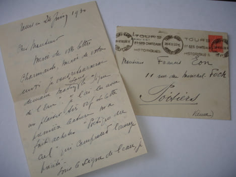 LETTRE AUTOGRAPHE Guy Lavaud à Françis Eon 1930 LAS + enveloppe timbrée. Guy Lavaud