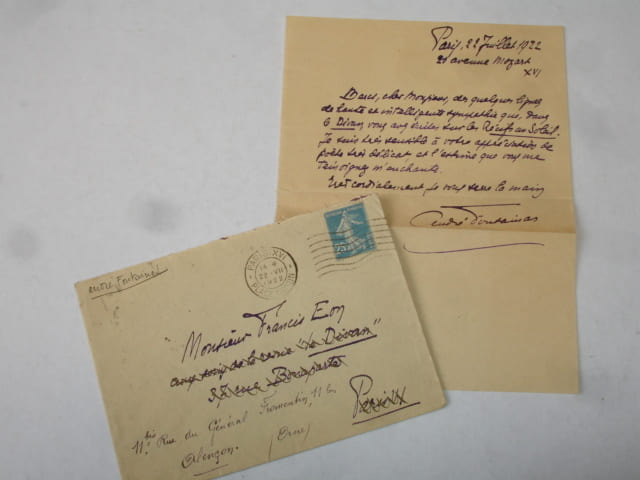 . LAS Andr&eacute; Fontainas ( Po&egrave;te Belge ) &agrave; Francis Eon + enveloppe timbr&eacute;e 1922