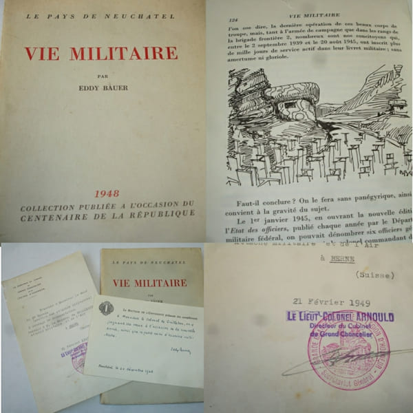 VIE MILITAIRE Eddy Bauer /dessins originaux + LAS + carte de compliments Envoi !. Eddy Bauer