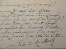 
 poème autographe à Albert Montreuil . JULES DE MARTHOLD 