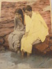PHOTO VINTAGE  COULEUR / Couple jeunes Indiens Indes 1937 dédicacée rare !. 