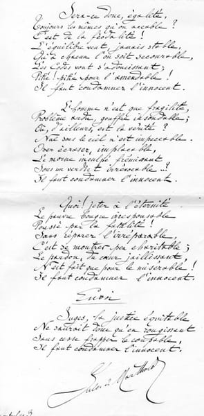  po&egrave;me autographe  " Ballade de bonne justice " 1903. JULES DE MARTHOLD 