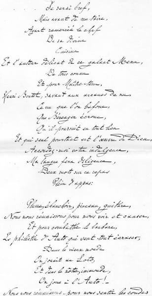 5 pages autographes Po&eacute;sies, Cuisine, Jeux, les Parisiens. JULES DE MARTHOLD 