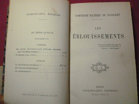 LES ÉBLOUISSEMENTS. Comtesse Mathieu de Noailles
