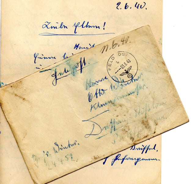 MILITARIAT GUERRE 39/45 Lettre de soldat Allemand &agrave; sa famille 2 juin 1940. 