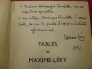 FABLES DE MAXIME-LERY. Maxime Léry avec envoi !