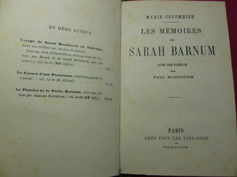 LES MÉMOIRES DE SARAH BARNUM ( Sarah Bernhardt ). Marie Colombier