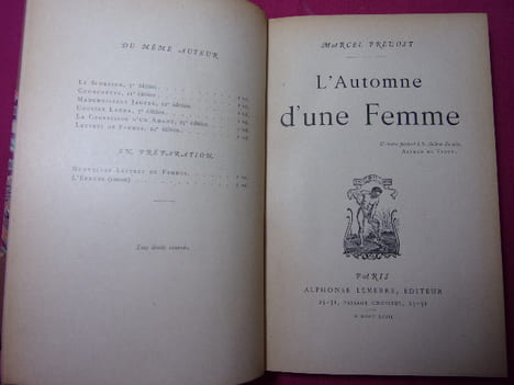 L'AUTOMNE D'UNE FEMME. Marcel Prévost