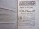 L'EXPLICATION DE L'ORDONNANCE DU MOIS D'AOUT 1735 concernant les testaments. par M*** Avocat au parlement ( Jean Pierre René Aymar )