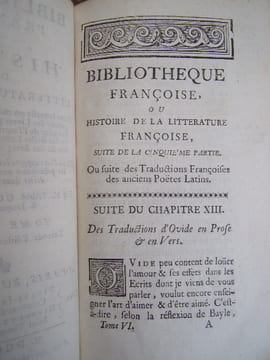 Bibliothèque Françoise ou Histoire de la Littérature Françoise. Abbé Goujet