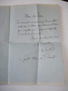 LETTRE AUTOGRAPHE A.Parmentier à Françis Eon LAS + enveloppe