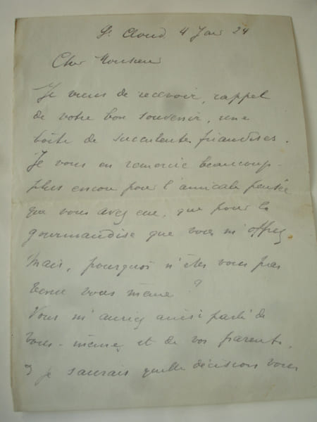 Lettre autographe 4 .. 1924 " invitation soir&eacute;e Verhaeren ". Marthe Verhaeren ( &eacute;pouse Emile Verhaeren )