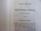 COURS D'HISTOIRE DE LA PHILOSOPHIE MORALE AU XVIIIe SIÈCLE. par M.V Cousin, publiée par M.E.Vacherot
