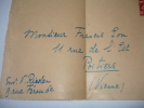 Documents correspondance Violette Rieder & Guy Lavaud à Françis Eon  . 
