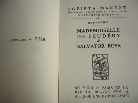 MADEMOISELLE DE SCUDERY / SALVATOR ROSA
illustré par Salvat. HOFFMANN
