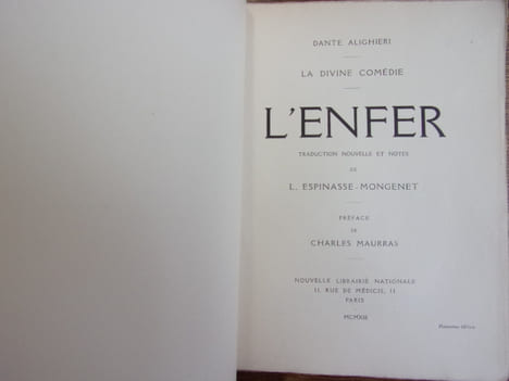 La divine comédie; L'Enfer. Dante Aligheri