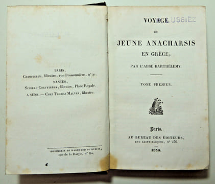 Voyage du jeune Anacharsis en Grèce. Jean-Jacques Barthelémy