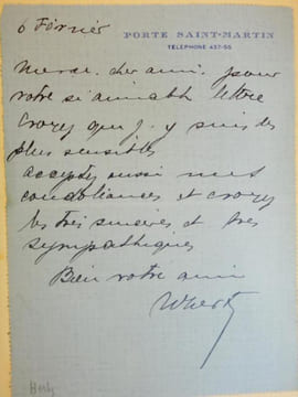Exceptionnelle collection  de 10 lettres autographes signées de personnalités du monde du théâtre de boulevard à la Belle Époque .  Max Maurey - ...