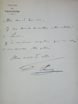 Exceptionnelle collection  de 10 lettres autographes signées de personnalités du monde du théâtre de boulevard à la Belle Époque .  Max Maurey - ...