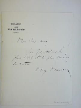 Exceptionnelle collection  de 10 lettres autographes signées de personnalités du monde du théâtre de boulevard à la Belle Époque .  Max Maurey - ...
