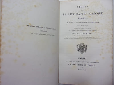 Études sur la littérature Grecque moderne.