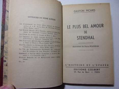 Le plus bel amour de Stendhal. Gaston Picard