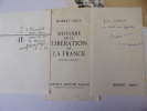 Lot autographes Robert Aron ( Histoire de France ) Bernard Frank. 