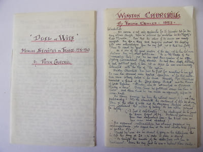 Lot de 2 cahiers manuscrits Winston Churchill. Par Irène Le Mesurier 1943/1953