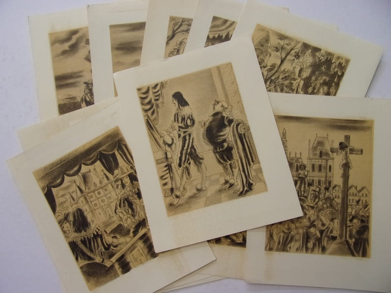 Contes de Boccace. Lot de 12 Eaux-fortes originales couleurs de Andr&eacute; Collot . Boccace