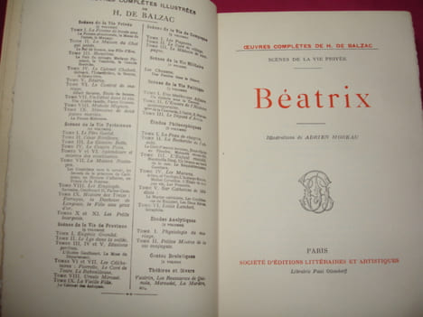BÉATRIX ou les amours forcés . H. de Balzac