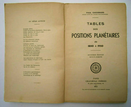 Tables des positions planétaires de 1850 à 1950. Paul Choisnard