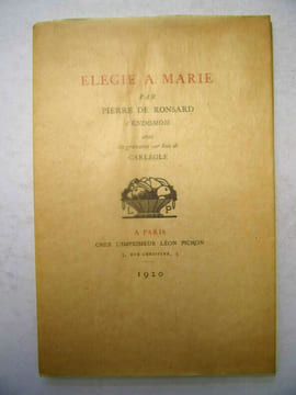 Élégie à Marie . Pierre de Ronsard Vendomois