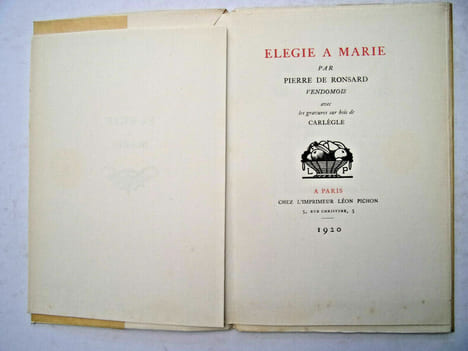 Élégie à Marie . Pierre de Ronsard Vendomois