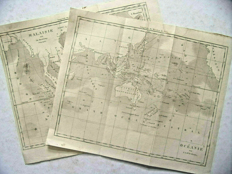 2 cartes g&eacute;ographiques de Th. Duvotenay. Malaisie & Oc&eacute;anie. 1810. 
