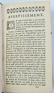 Lettres de Ciceron à ses amis. Avec de petites notes Françoises. ( rare)
. Cicéron