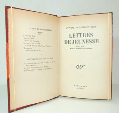 Lettres de jeunesse 1923-1931
. Antoine de Saint-Exupéry